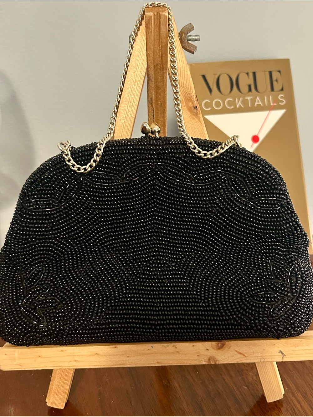 Vintage Black Beaded Evening Bag
Kiss Lock Purse
